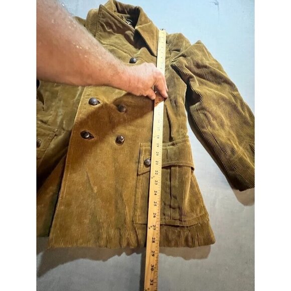 Europe Craft Corduroy Jacket Adult 38 Double Button Beige Long Sleeve Coat Mens - Picture 11 of 12